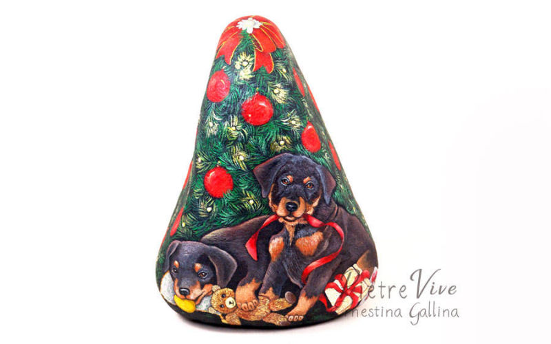 Natale albero sassi dipinti