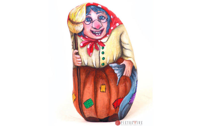 Befana presepe sassi dipinti