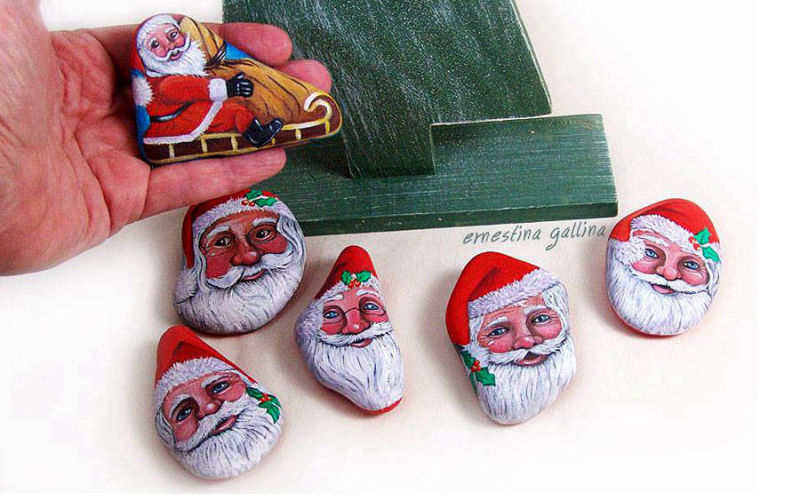 Natale calamite sassi dipinti