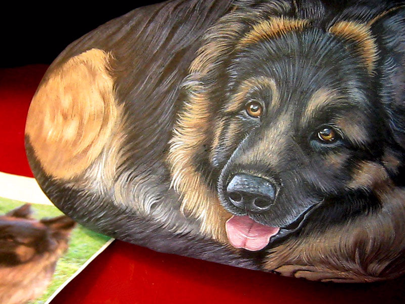 Cane dipinto su sasso, painted rock