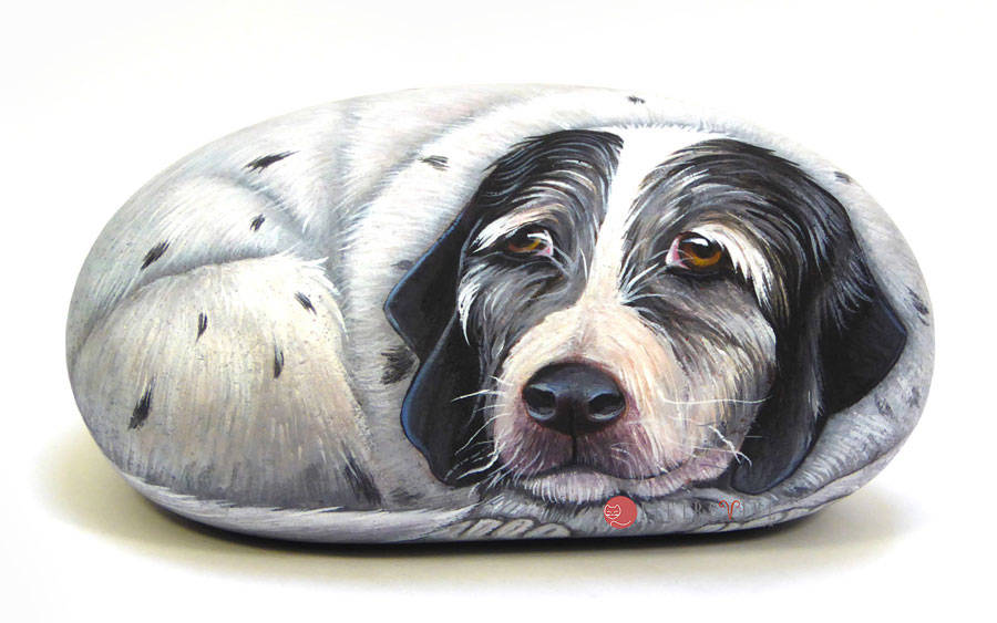 Ritratto su sasso dipinto cane