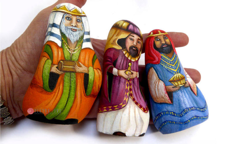 Re magi per il presepe sassi dipinti