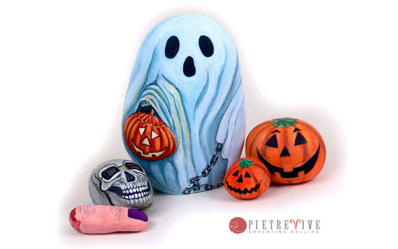 Sassi dipinti Halloween