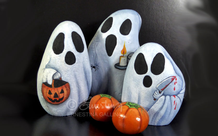 Halloween sassi dipinti