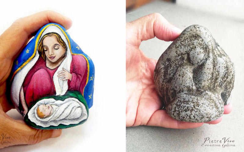 Natale madonna sasso dipinto