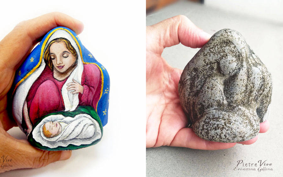 Natale madonna sasso dipinto