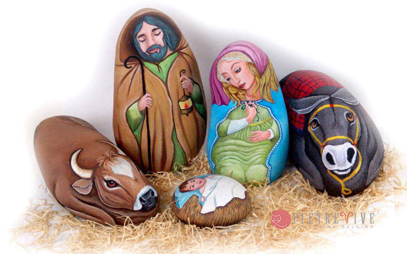 Presepe di sassi dipinti