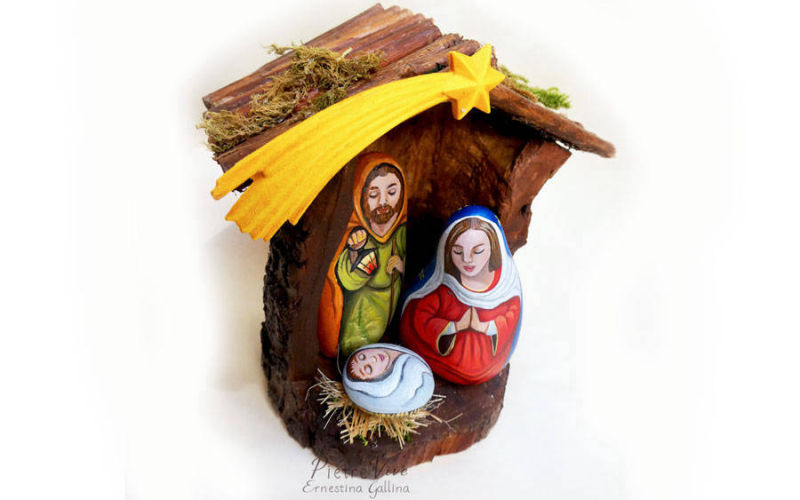 Natale presepino sassi dipinti