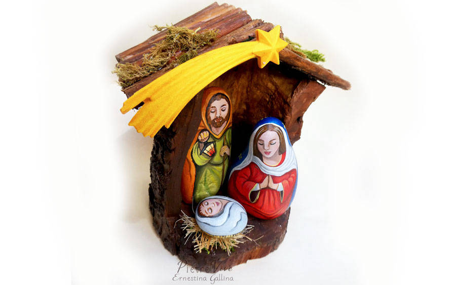 Natale presepino sassi dipinti