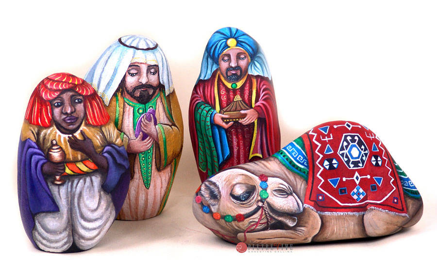Re Magi Natale sassi dipinti