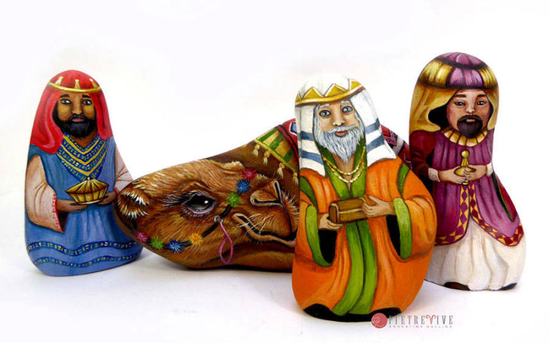 Re magi per il presepe sassi dipinti