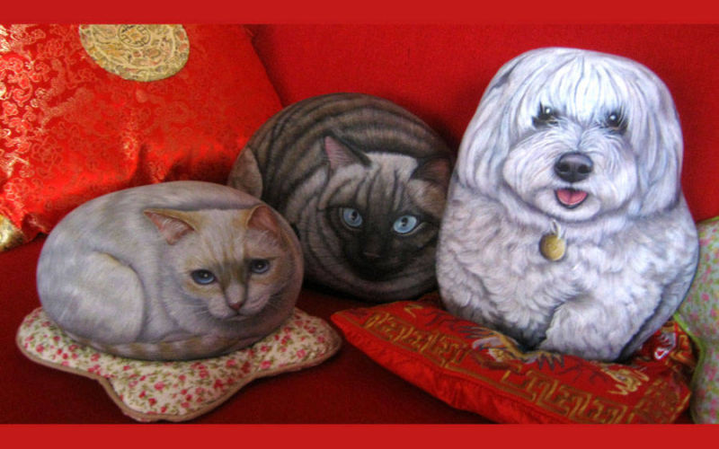 Trio di animali dipinti su sasso