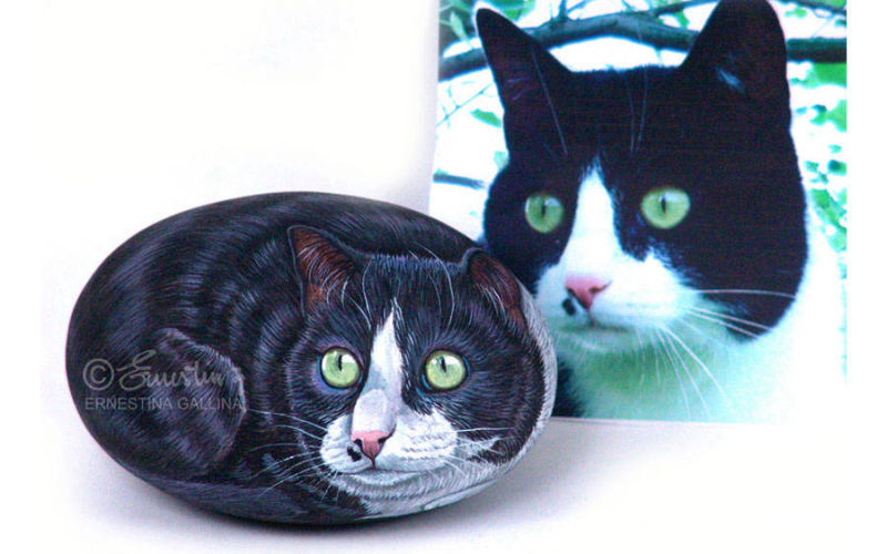 Ritratto di gatto su pietra